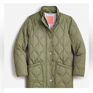 J. Crew Women’s Petite Medium Quilted Cocoon Puffer Coat in Green